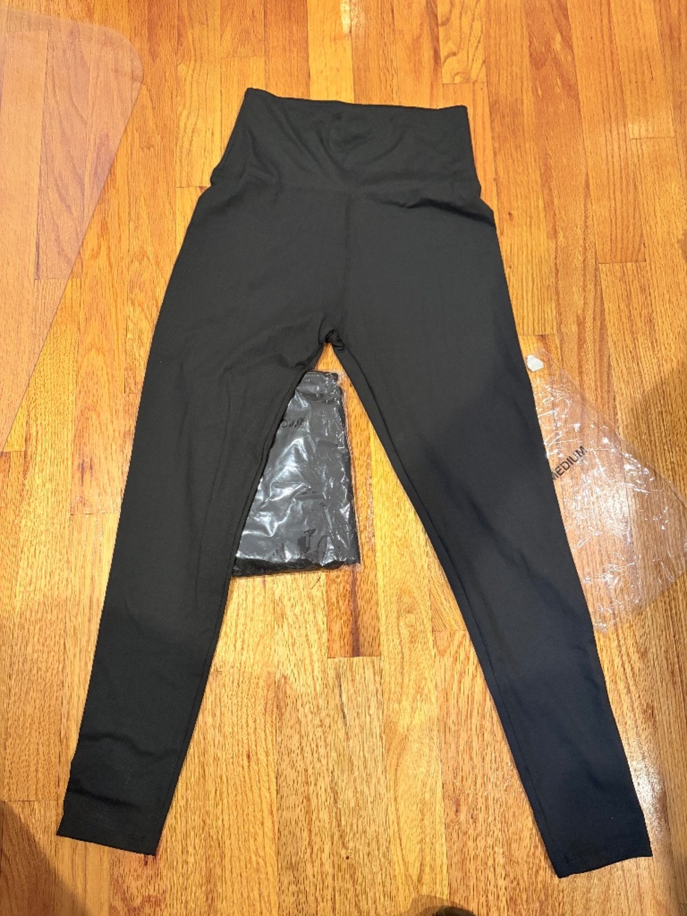 Black High Waisted Leggings S/M Stretch Full Length New (2 Pairs)